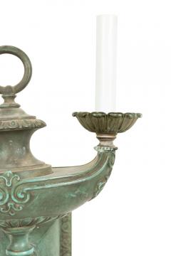 American Victorian Patinated Bronze Aladdin Lamp Wall Sconce - 4655605