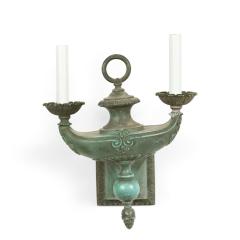American Victorian Patinated Bronze Aladdin Lamp Wall Sconce - 4708511