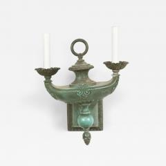American Victorian Patinated Bronze Aladdin Lamp Wall Sconce - 4708559