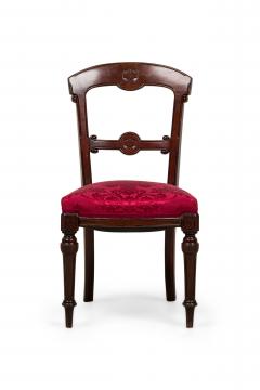 American Victorian Red Damask Upholstered Side Chairs - 4671318