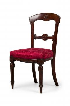 American Victorian Red Damask Upholstered Side Chairs - 4671319