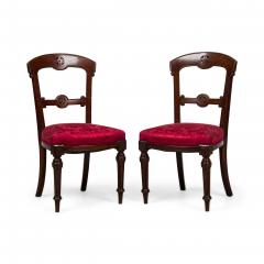 American Victorian Red Damask Upholstered Side Chairs - 4735061