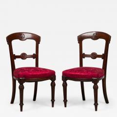 American Victorian Red Damask Upholstered Side Chairs - 4735122
