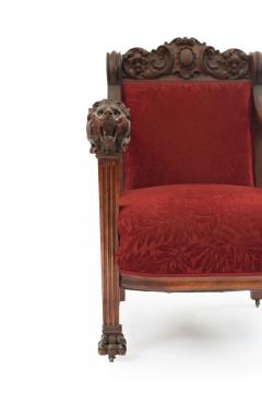 American Victorian Red Velvet 5 Piece Living Room Set - 4634389