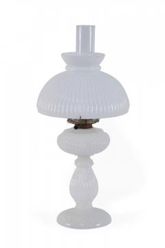 American Victorian Ribbed Milk Glass Table Lamp - 4671872