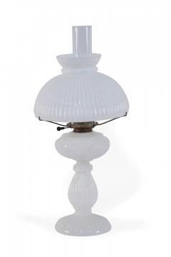 American Victorian Ribbed Milk Glass Table Lamp - 4671873
