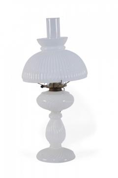 American Victorian Ribbed Milk Glass Table Lamp - 4671874