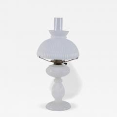 American Victorian Ribbed Milk Glass Table Lamp - 4735146