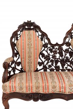 American Victorian Rosewood Striped Settee - 1419392