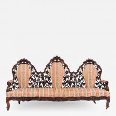 American Victorian Rosewood Striped Settee - 1421385