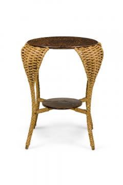 American Victorian Seagrass and Oak End Table - 4669308