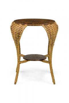 American Victorian Seagrass and Oak End Table - 4669309
