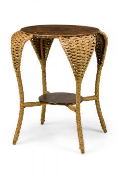 American Victorian Seagrass and Oak End Table - 4669310