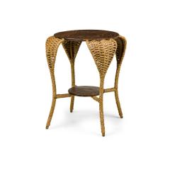 American Victorian Seagrass and Oak End Table - 4734328