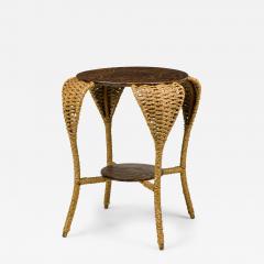 American Victorian Seagrass and Oak End Table - 4734355