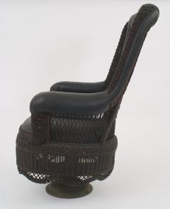 American Victorian Stained Natural Wicker Arm Chair - 623274