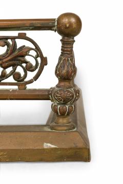 American Victorian Style Bronze and Iron Foliate Design Fireplace Fender - 4668359