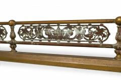 American Victorian Style Bronze and Iron Foliate Design Fireplace Fender - 4668364