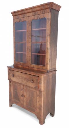 American Victorian Walnut Secretary Glass Front Cabinet - 2798777