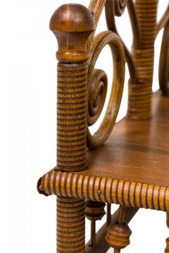 American Victorian Wicker and Wood 2 Tiered Decorative Magazine Stand - 4655849