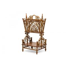 American Victorian Wicker and Wood 2 Tiered Decorative Magazine Stand - 4682982
