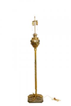 American Victorian Zoomorphic Brass Jeweled Floor Lamp - 4170730