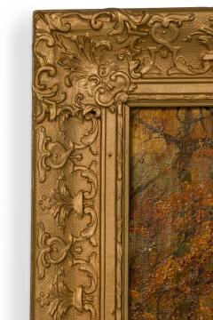 American Victorian landscape painting of a fall forest scene - 4654500