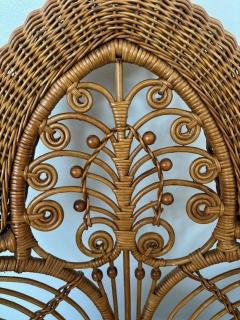 American Victorian natural wicker arm chair with woven roll arms - 4656862