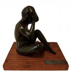 American bronze figure on wood base Seated Nude 4 by Joe Brown 1946 - 4690161