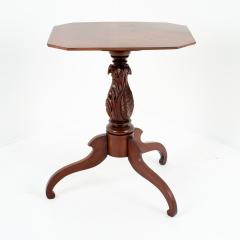 American mahogany tilt top tea table with feather carved pedestal - 1714484