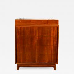 American of Martinsville Walnut Mid Century high chest with brass inlay 1960  - 2251894