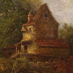 American painting countryside landscape signed and dated 1854 - 3921482