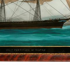 American reverse glass painting of the ship Hurricane of Boston - 1415694