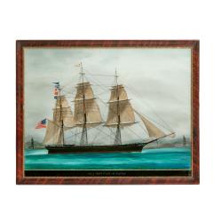 American reverse glass painting of the ship Hurricane of Boston - 1415695