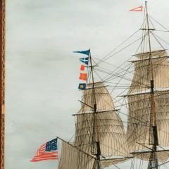 American reverse glass painting of the ship Hurricane of Boston - 1415698