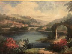 Americana Landscape Oil on Canvas Painting Signed P Paul Framed - 3462194