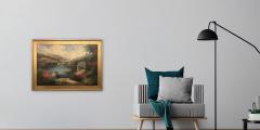Americana Landscape Oil on Canvas Painting Signed P Paul Framed - 3462203