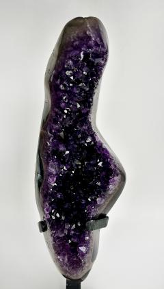 Amethyst Crystal Geode Cluster on Custom Stand Uruguay  - 4322287