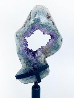Amethyst Crystal Geode Uruguay Weighing 23 lbs on Custom Made Spinning Stand - 4214859