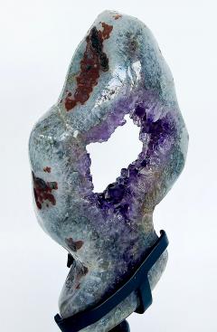 Amethyst Crystal Geode Uruguay Weighing 23 lbs on Custom Made Spinning Stand - 4214868