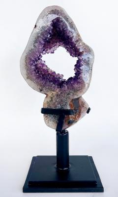 Amethyst Crystal Geode Uruguay Weighing 23 lbs on Custom Made Spinning Stand - 4214874