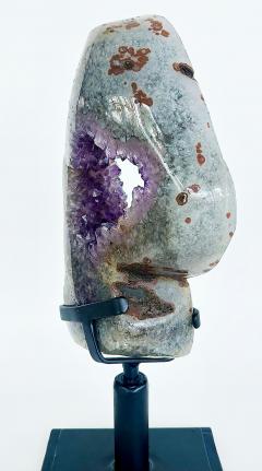 Amethyst Crystal Geode Uruguay Weighing 23 lbs on Custom Made Spinning Stand - 4214895