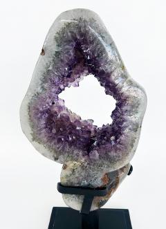 Amethyst Crystal Geode Uruguay Weighing 23 lbs on Custom Made Spinning Stand - 4214898