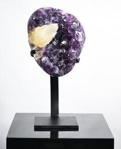 Amethyst with Calcite Geode Natural Specimen 8 8 LBS on Stand - 4416444