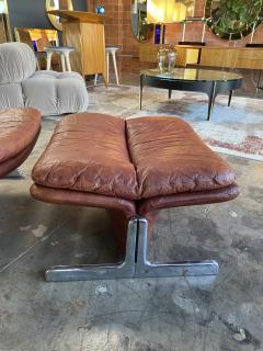 Ammannati Vitelli 1970s Sleek Leather Lounge Chair Ottoman Tittina Ammannati Vitelli ITALY - 2221354