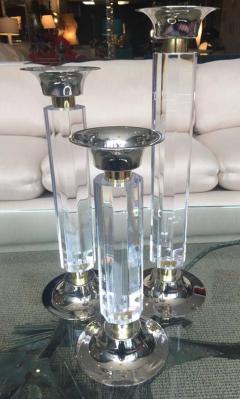 Amparo Calderon Tapia Stunning Set of Lucite Nickel Brass Candleholders by Amparo Calderon Tapia - 317289