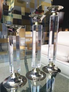 Amparo Calderon Tapia Stunning Set of Lucite Nickel Brass Candleholders by Amparo Calderon Tapia - 317292