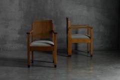 Amsterdam School Art Deco Oak Armchairs Netherlands 1920s - 4743745