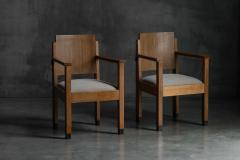 Amsterdam School Art Deco Oak Armchairs Netherlands 1920s - 4743753