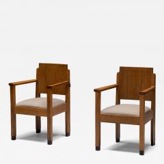 Amsterdam School Art Deco Oak Armchairs Netherlands 1920s - 4745742